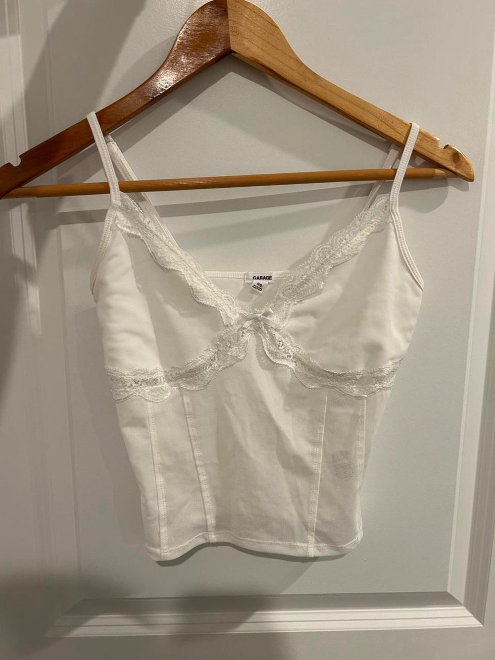 Garage White Lace-Trim Camisole Top